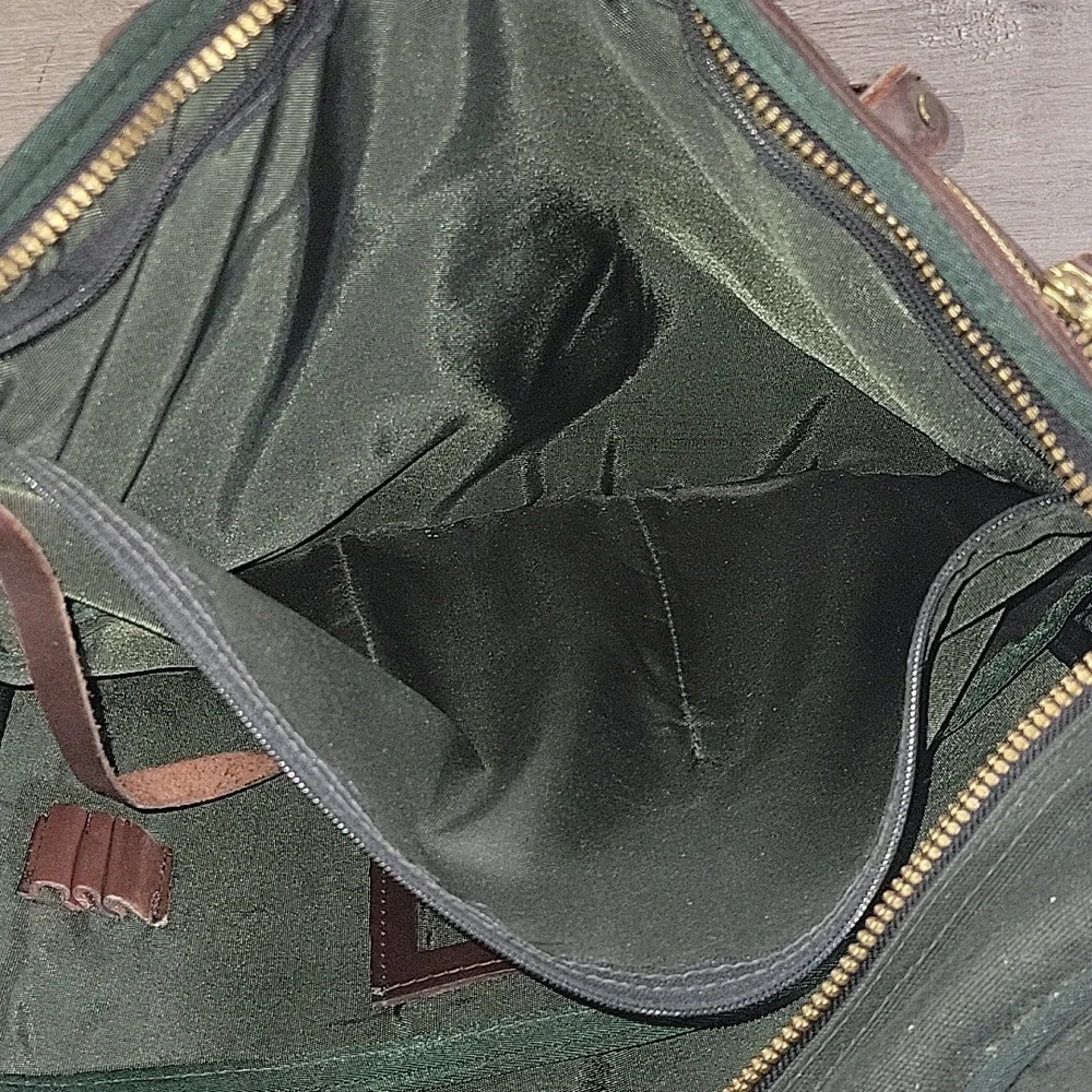 Orvis Green and Brown Canvas Leather Briefcase - Men